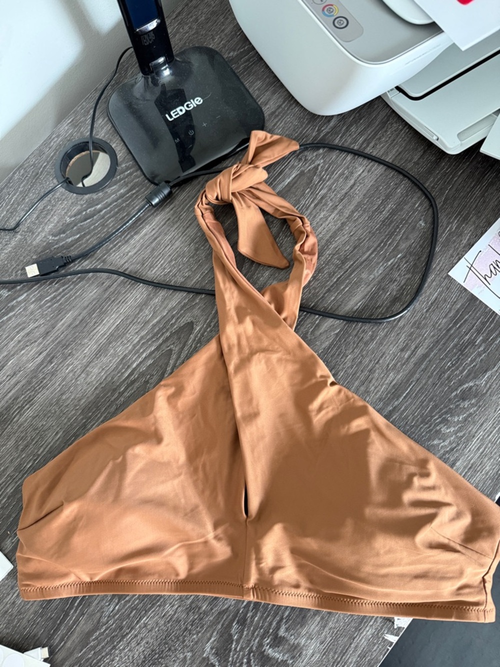 NWT Halter Bikini Top in Warm Caramel